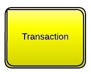 Yellow button labeled Transaction with black border on white background